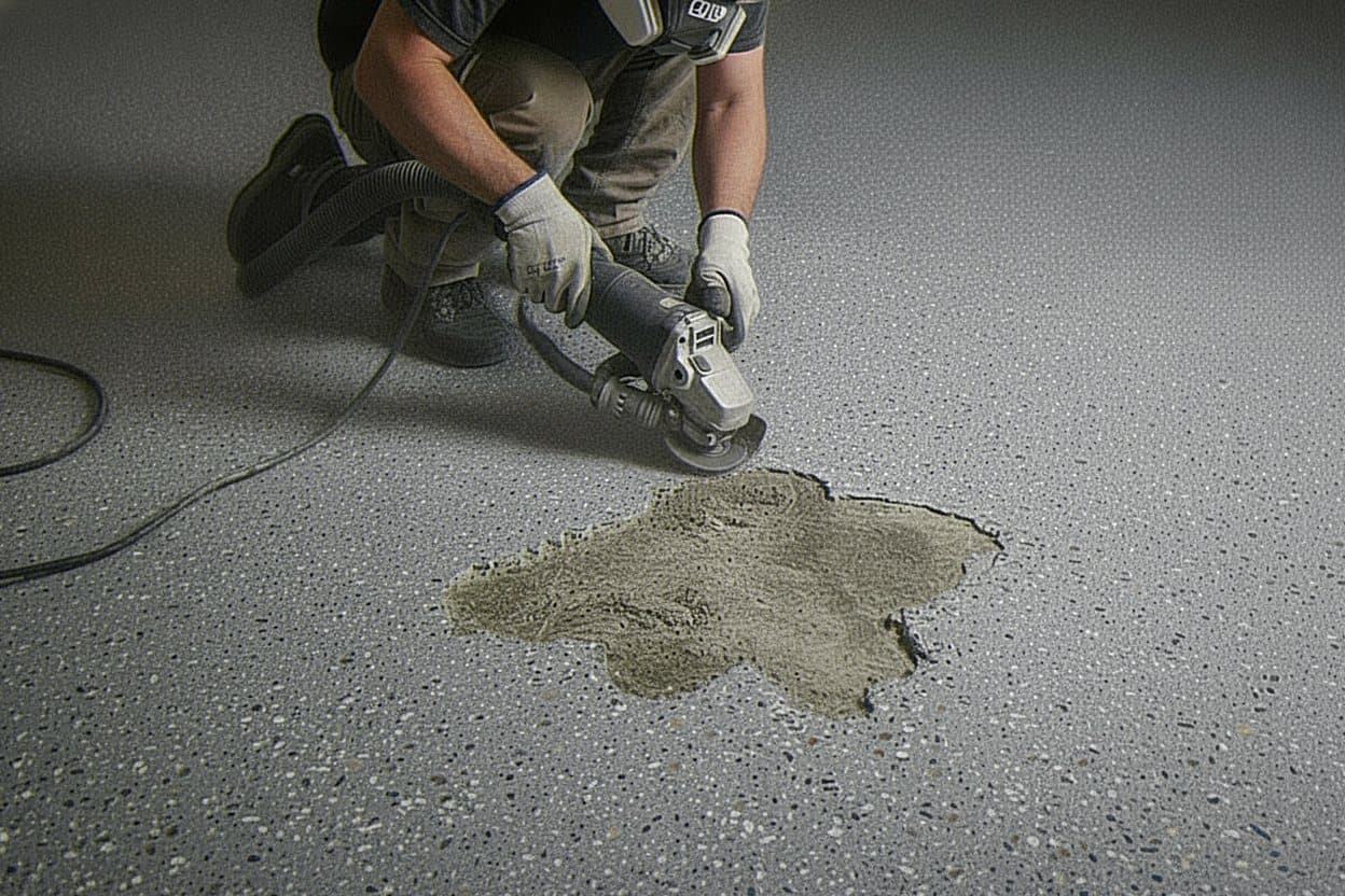 Applying fresh epoxy over repair zone