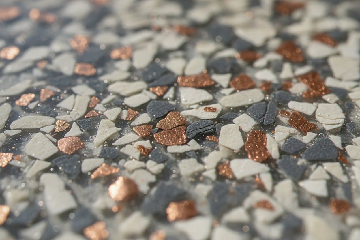 Close-up of vinyl flake surface texture