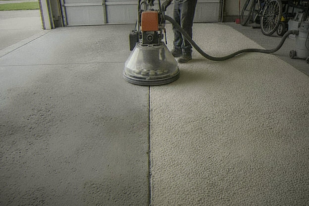 Planetary grinder preparing concrete slab