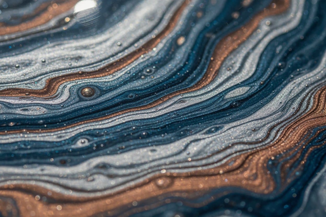 Mica suspended in clear epoxy