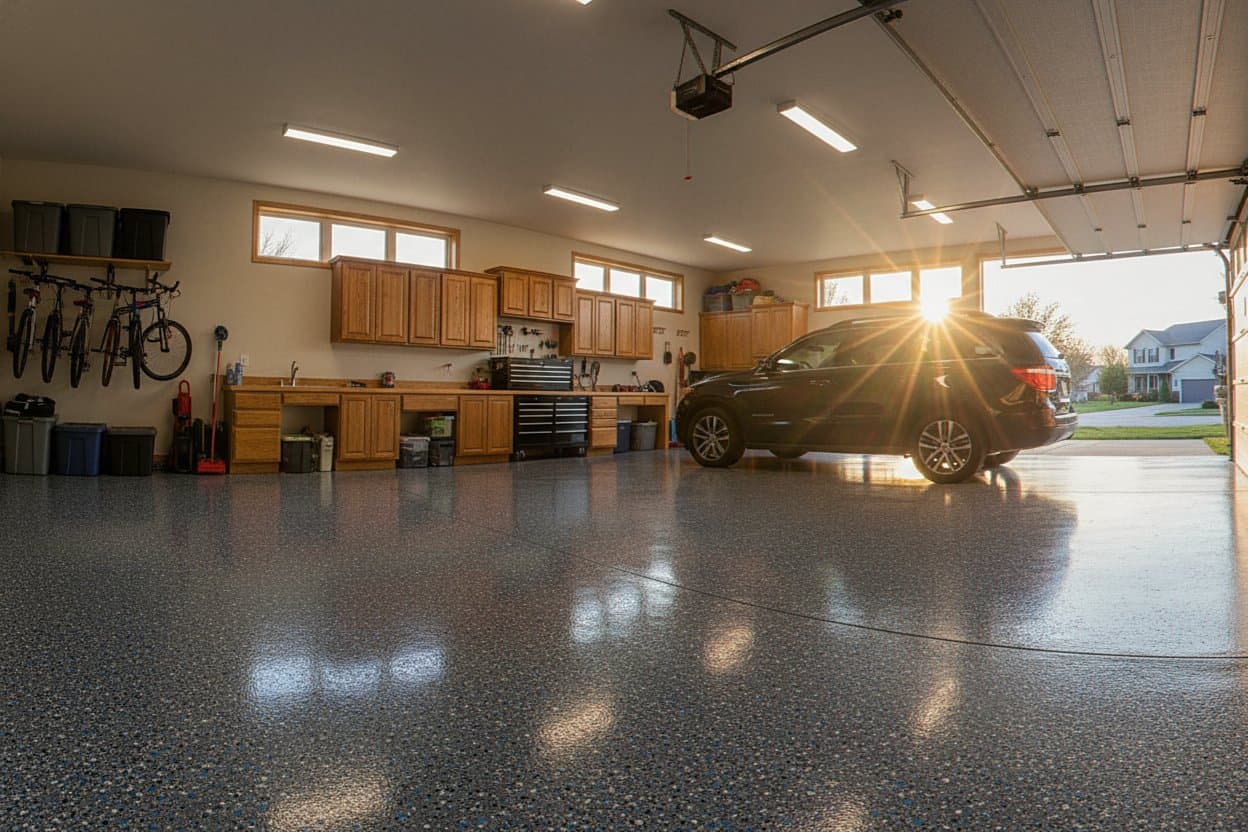 Polyaspartic floor full coverage view